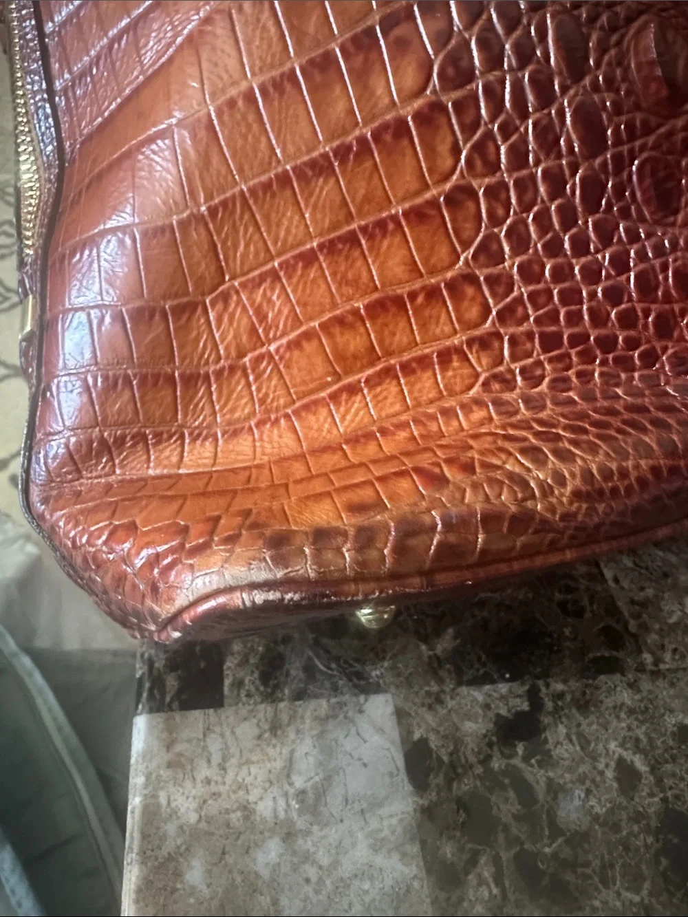 Brahmin Brown Croc-Embossed Leather Tote Bag